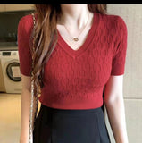 Fongt Summer V V Sweater Women's Jacket New Korean Version Of The Knitted Shirt Inside The Knitted Shirt