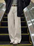 Fongt Waist And White Jeans Female Autumn Temperament Slim Loose Thin Trousers Straight Broad Leg Trousers