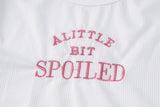 A Little Bit Spoiled White Graphic Crop Top-Outfit