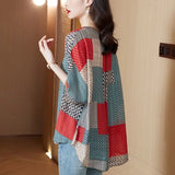 Women's New Korean Style Street Trendsetter Loose Top Women's Round Neck Short Sleeve Striped Printed Half Sleeve T-shirt-Outfit