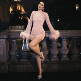 Fongt Sales Of 2025 Wool Flashing Mesh Autumn New Fashion Trend Sexy Women's Dress