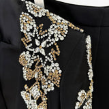 Fongt Star Fashion Heavy Industry Diamond Nail Collar Blazer Blazer Trouser Suit Set