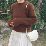 New 2022 Knitted Mink Cashmere Oversized Warm Elegant Fashionable Autunm Winter Women Sweater Pullovers Tops