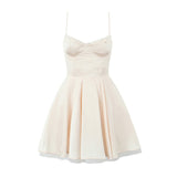 New Satin Three-Layer Three-Dimensional Steel Ring Lace Spliced Sling Dress In Summer-Outfit