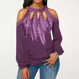 Women Cold Shoulder Long Sleeve