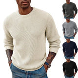 Fongt Solid Color Round Neck Sweater Jumper Sweater Men's Long Sleeve Jumper Sweater