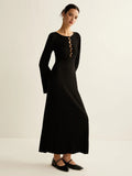 Fongt Women's Fashion Fashion Style Commuting Style V-Neck Knitted Dress For Autumn/Winter 2025