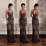 Fongt Sling Collar Sexy Bare Back Leopard Dress Summer New Temperament
