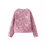 Fongt Women's ZA Autumn And Winter Thick Round-Neck Long-Sleeved Printed Short Coat