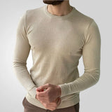 Fongt Men's Spring Thin Round Collar Slim Bottom Knitted Shirt Long-Sleeved Thin Sweater