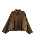 Fongt Women's Clothing Explosion Nine-Colored Velvet Texture Collar Loose Bomber Jacket Jacket