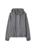 New Solid-Color Hooded Plus Velvet Sweatshirt Long-Sleeved Jacket Lady Street Loose Large Size Zipper