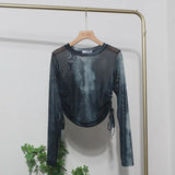 Round Collar Tie-Dye-Print Slim Long-Sleeved T-Shirt T-Shirt T-Shirt With Sunscreen
