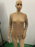 Fongt / Summer 2023 New Hot Selling Long-Sleeved Round Collar Thin Breathable Knit-Outfit