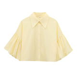Fongt Women's Explosive Fashion Bubble Sleeve Open Shirt