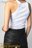 Print Tank Top Women 2023 Summer Cotton Ribbed Knitted Elastic Basic Shirts Fashion Tops Female Casual Clothes