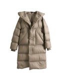 90 White Duck Down Long Down Jacket Female 2023 Winter New Thickened High-End Waist Show Thin Over The Knee Coat Hot Style-Outfit