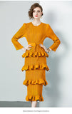 Fongt Folded Dress Woman 2025 New Design Feel Fat Mm Fashion Temperament Reduction Cake Skirt