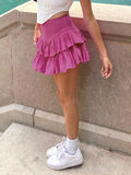Smock Tiered Ruffle Mini Skirt-Outfit