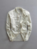 Fongt 2025 New Men's Casual Linen Shirt Gentlemen's Wind Collar Wish Cotton T-Shirt