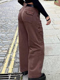 High Waist Plain Straight Leg Jeans-Outfit