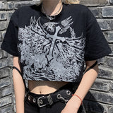 Gothic Stijl Voor Vrouwen Ulzzang Tshirt Zomer Tee Short Goth Kleding Korte Mouw album y2k Crop Top Harajuku Grafische