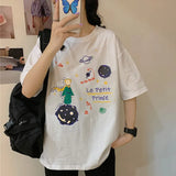 funny printed Loose basic t shirt summer pure cotton Short Sleeve cute T-shirts Women casual white tops tshirt