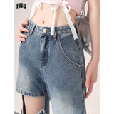 Fongt Mm Large Street Hottie Bow Trumpet Micro-Tight Jeans Girl Retro Hollow Horn Long Pants