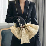 Houndstooth Stylish Bow Sashes Jumpsuits Spring Autumn Female Commute High Waist Vintage Tailored Collar Shorts Rompers-Outfit