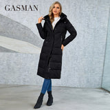 Fashion Women's Winter Coat Slim Long Stand Collar Hooded Thickened Warm Down Jacket Casual Pocket Ladies Parka