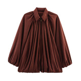 Fongt Explosion Women's Loose-Fitting Fashion Long-Sleeved Collar Bomber Jacket Jacket