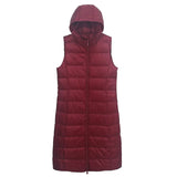 Autumn Winter New Down Jacket Vest Female Thin And Long Korean Version Slim Hooded Horse Clip Vest Tide-Outfit