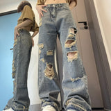 Faded Boyfriend Fit Frayed Ripped Jeans-Outfit