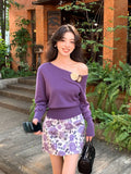 Fongt Xixi 2025 Spring New Ins Temperament Shoulder Wool Bottom Shirt Long-Sleeved Knitwear Women's Top 25149