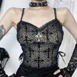 Summer 2024 New Street Hot Girls Flocking Leopard Print Compound Sling Top Girl-Outfit