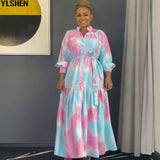 Print African Long Dresses For Women Rayon Party Maxi Dress Africa Clothing African Design Clothes Bazin Abaya Muslim Robe