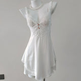 Fongt Lace Hollow With Chest Pad Sling Ice Spring And Autumn Cool Night Dress Beautiful High Sense Of Pajamas Female Pure Desire