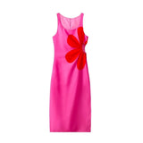 New Spring Style Positioning Printing Hollowed-Out Split Suspender Dress-Outfit