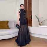 Fongt Summer Women's New Lotus Leaf Side High Waist Slim Solid Body Skirt