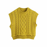 New Women Knit Crop Sweater Vest sleeveless Warm Casual Fashion Cropped Knitted Woman Sweaters Pullover