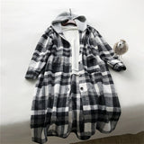 Stylish Pockets Oversized Plaid Jacket Coat Women 2020 Fashion Lapel Collar Long Sleeve Loose Outerwear Chic