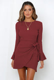 Fashion Autumn Small Horn Ruffled Long Sleeve Slim-fit Bow Elegant High-end