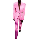Fongt Star Fashion New Perspective Mesh Splicing Suit Jacket Trousers Suit Suit