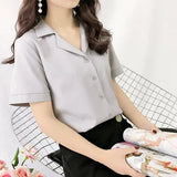 Short Sleeve V Neck Casual Office Lady White