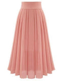 Temperament Commute Size Skirt Solid Color High Waist Super Pleated Chiffon