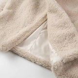 Beige Collar Pocket Faux Fur Coat-Outfit