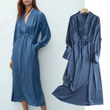 Style Fashion Simple Satin V-neck Party