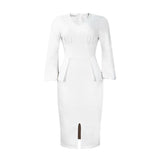 Fongt Women's V-Neck Bubble Bubble Sleeve Open Fork Dress Office Pencil Dress African Dress