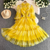 Fongt High-End Chiffon Dress Women Autumn New Temperament Banquet Dress Phony Holiday Princess Dress
