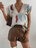 Fongt Collared Threaded Silk Sweater Temperament Fashion Knitted Vest